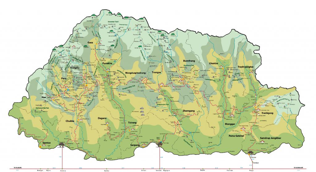 Landkarte Bhutan